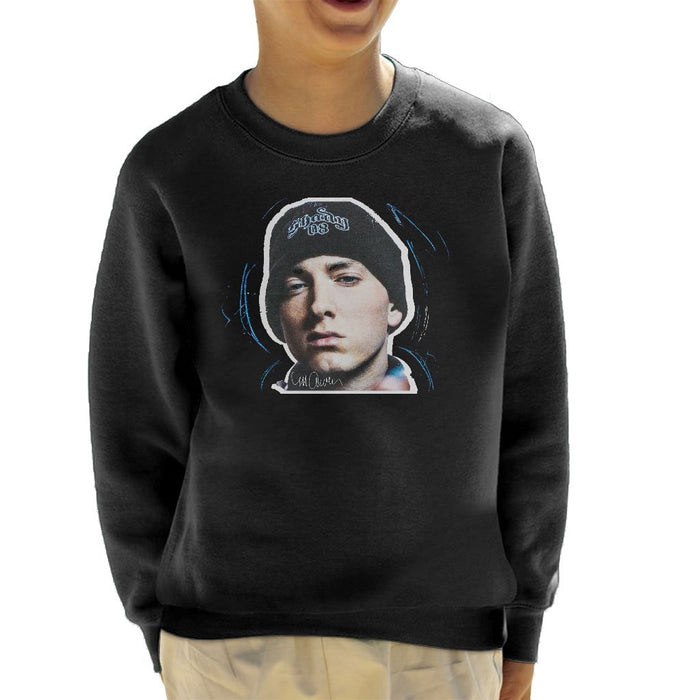 Sidney Maurer Original Portrait Of Eminem Shady Hat Kids Sweatshirt - Kids Boys Sweatshirt