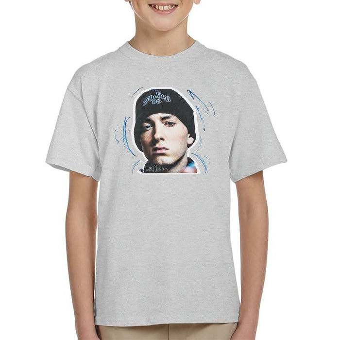 Sidney Maurer Original Portrait Of Eminem Shady Hat Kids T-Shirt - Kids Boys T-Shirt