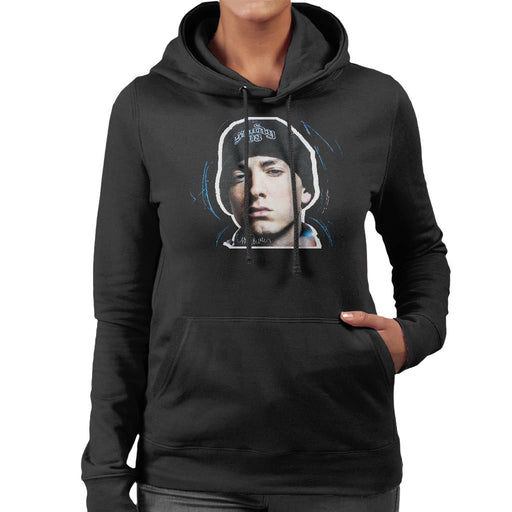Sidney Maurer Original Portrait Of Eminem Shady Hat Womens Hooded Sweatshirt - Womens Hooded Sweatshirt
