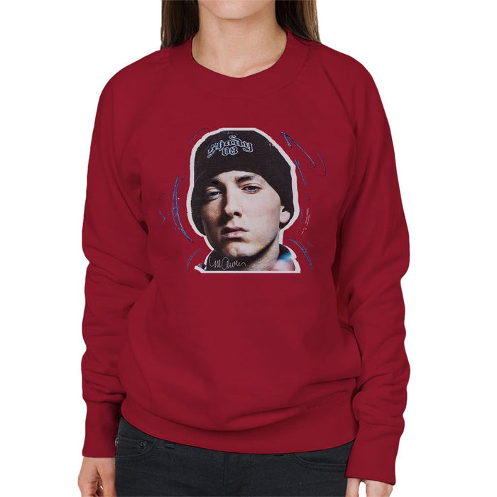Sidney Maurer Original Portrait Of Eminem Shady Hat Womens Sweatshirt - Womens Sweatshirt