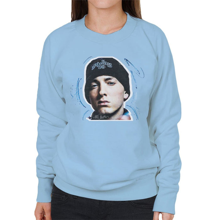 Sidney Maurer Original Portrait Of Eminem Shady Hat Womens Sweatshirt - Womens Sweatshirt