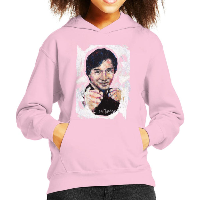 Sidney Maurer Original Portrait Of Jackie Chan Kids Hooded Sweatshirt - X-Small (3-4 yrs) / Light Pink - Kids Boys Hooded Sweatshirt