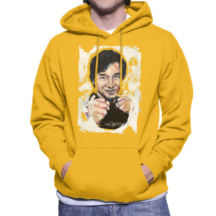 Sidney Maurer Original Portrait Of Jackie Chan Mens Hooded Sweatshirt - Small / Gold - Mens Hooded Sweatshirt