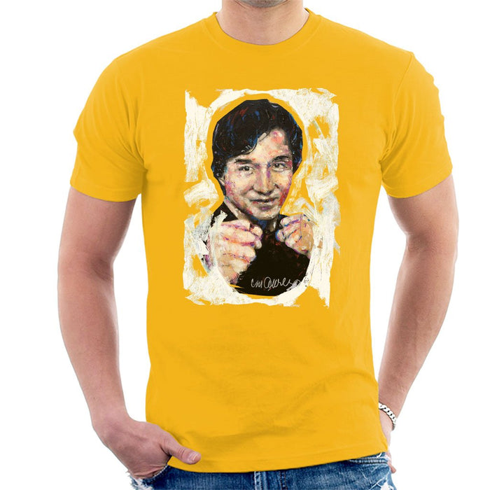 Sidney Maurer Original Portrait Of Jackie Chan Mens T-Shirt - Small / Gold - Mens T-Shirt