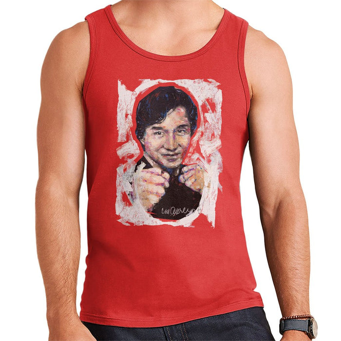 Sidney Maurer Original Portrait Of Jackie Chan Mens Vest - Small / Red - Mens Vest