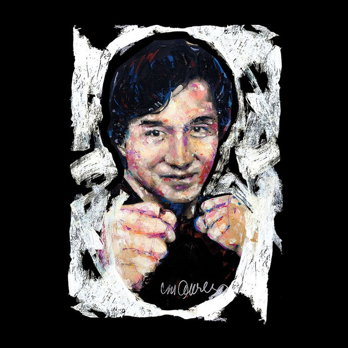 Sidney Maurer Original Portrait Of Jackie Chan Mens Baseball Long Sleeved T-Shirt - Mens Baseball Long Sleeved T-Shirt