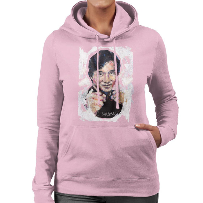 Sidney Maurer Original Portrait Of Jackie Chan Womens Hooded Sweatshirt - Small / Light Pink - Womens Hooded Sweatshirt