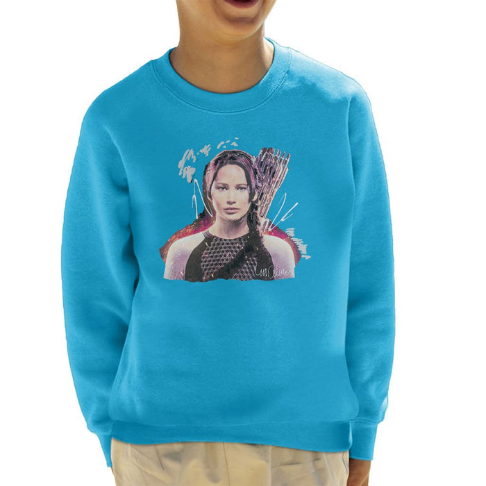 Sidney Maurer Original Portrait Of Jennifer Lawrence Hunger Games Kids Sweatshirt - Kids Boys Sweatshirt