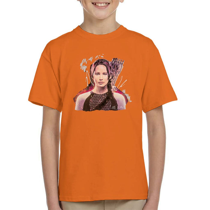 Sidney Maurer Original Portrait Of Jennifer Lawrence Hunger Games Kids T-Shirt - Kids Boys T-Shirt