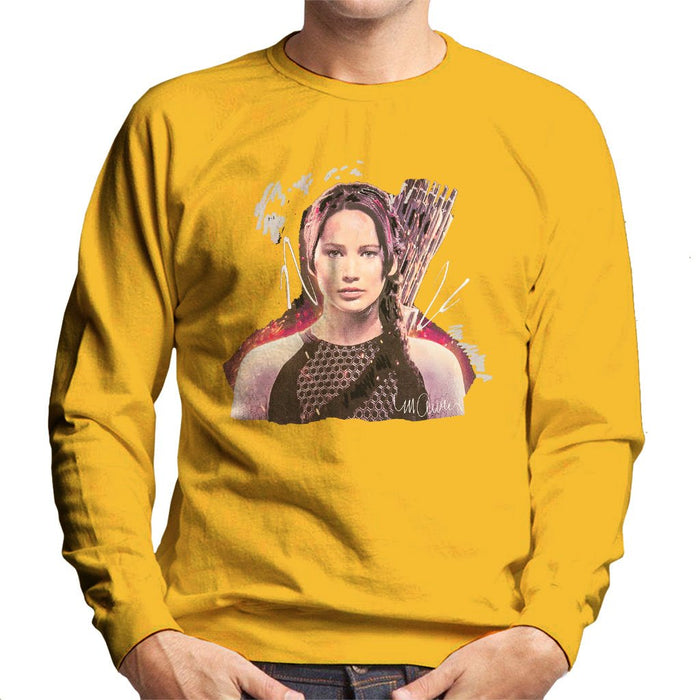Sidney Maurer Original Portrait Of Jennifer Lawrence Hunger Games Mens Sweatshirt - Small / Gold - Mens Sweatshirt