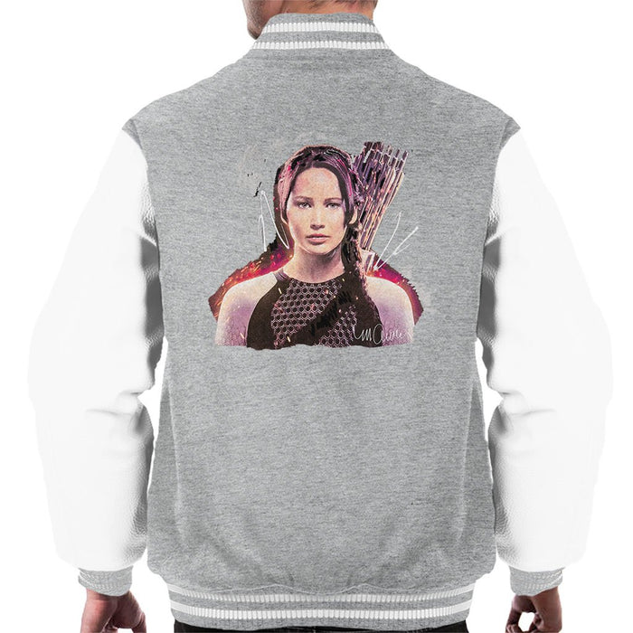 Sidney Maurer Original Portrait Of Jennifer Lawrence Hunger Games Mens Varsity Jacket - Mens Varsity Jacket