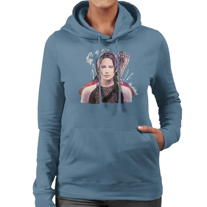 Sidney Maurer Original Portrait Of Jennifer Lawrence Hunger Games Womens Hooded Sweatshirt - Womens Hooded Sweatshirt