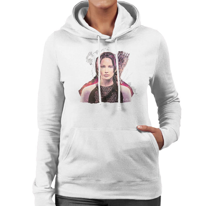 Sidney Maurer Original Portrait Of Jennifer Lawrence Hunger Games Womens Hooded Sweatshirt - Womens Hooded Sweatshirt