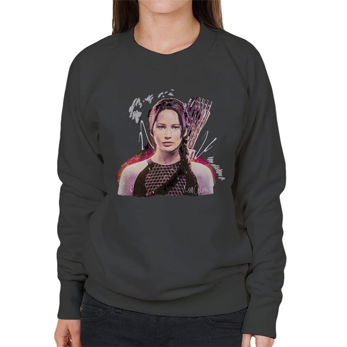 Sidney Maurer Original Portrait Of Jennifer Lawrence Hunger Games Womens Sweatshirt - Womens Sweatshirt