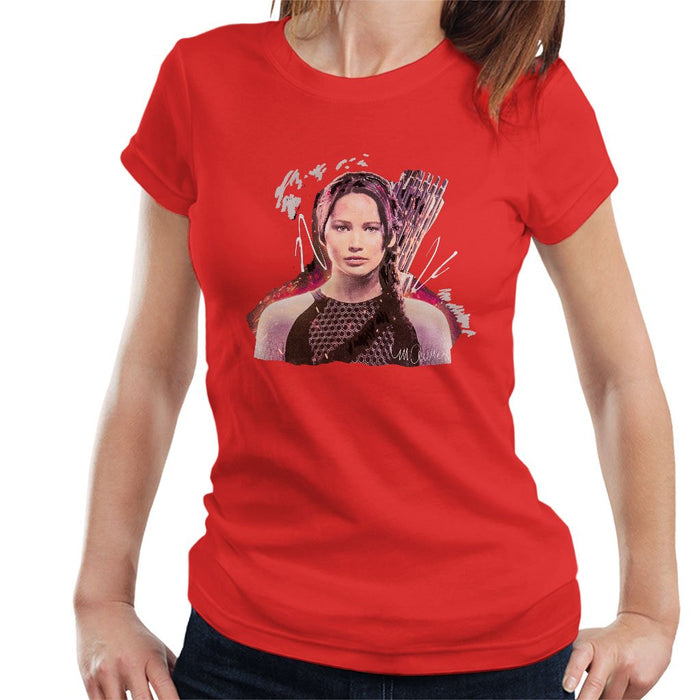 Sidney Maurer Original Portrait Of Jennifer Lawrence Hunger Games Womens T-Shirt - Womens T-Shirt