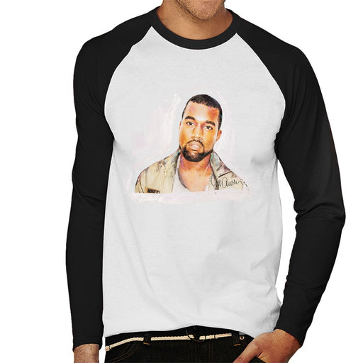 Sidney Maurer Original Portrait Of Kanye West Mens Baseball Long Sleeved T-Shirt - Mens Baseball Long Sleeved T-Shirt