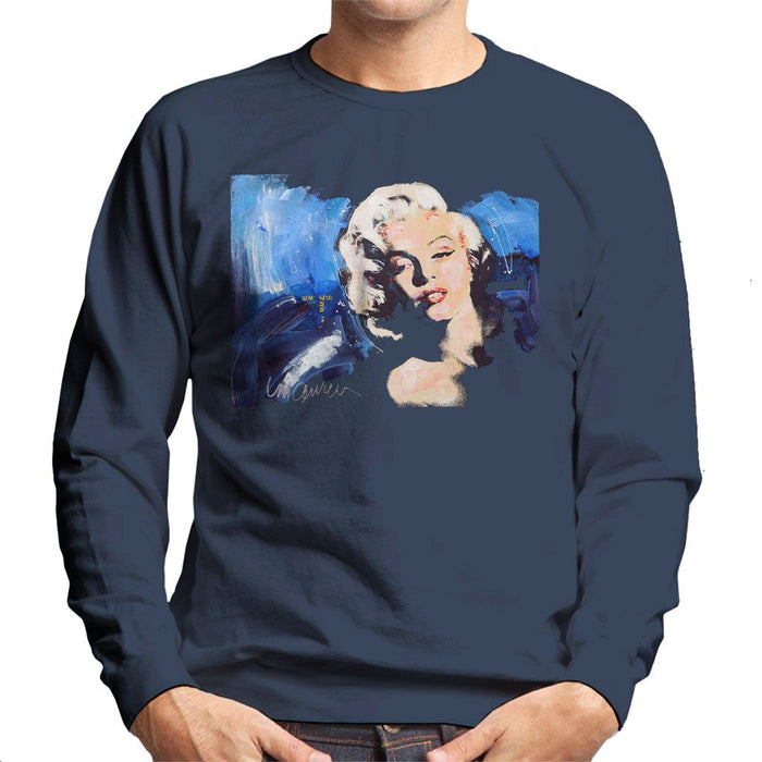 Sidney Maurer Original Portrait Of Marilyn Monroe Blonde Bombshell Mens Sweatshirt - Small / Navy Blue - Mens Sweatshirt
