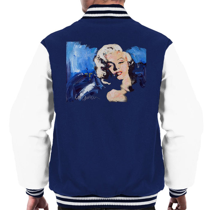 Sidney Maurer Original Portrait Of Marilyn Monroe Blonde Bombshell Mens Varsity Jacket - Small / Navy/White - Mens Varsity Jacket