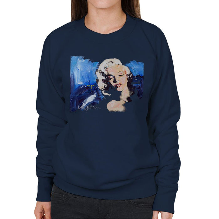 Sidney Maurer Original Portrait Of Marilyn Monroe Blonde Bombshell Womens Sweatshirt - Small / Navy Blue - Womens Sweatshirt