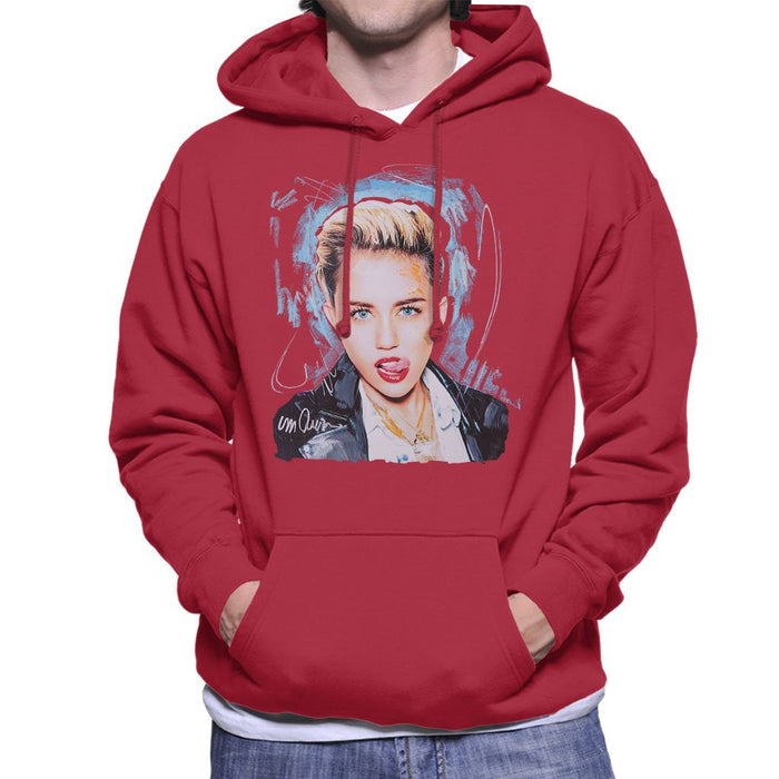 Sidney Maurer Original Portrait Of Miley Cyrus Licking Lips Mens Hooded Sweatshirt - Mens Hooded Sweatshirt