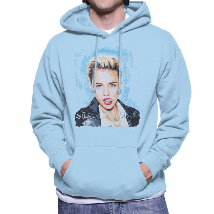 Sidney Maurer Original Portrait Of Miley Cyrus Licking Lips Mens Hooded Sweatshirt - Mens Hooded Sweatshirt