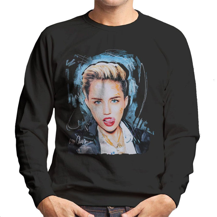 Sidney Maurer Original Portrait Of Miley Cyrus Licking Lips Mens Sweatshirt - Mens Sweatshirt