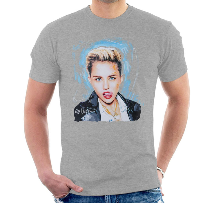 Sidney Maurer Original Portrait Of Miley Cyrus Licking Lips Mens T-Shirt - Mens T-Shirt
