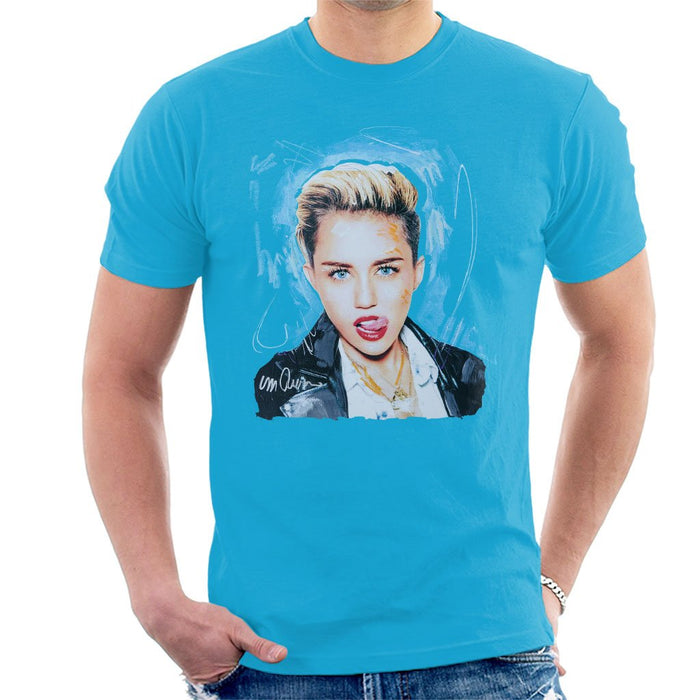 Sidney Maurer Original Portrait Of Miley Cyrus Licking Lips Mens T-Shirt - Mens T-Shirt