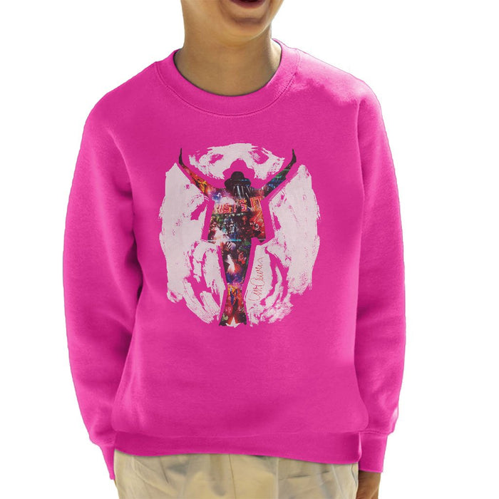 Sidney Maurer Original Portrait Of Michael Jackson This Is It Kids Sweatshirt - X-Small (3-4 yrs) / Hot Pink - Kids Boys Sweatshirt