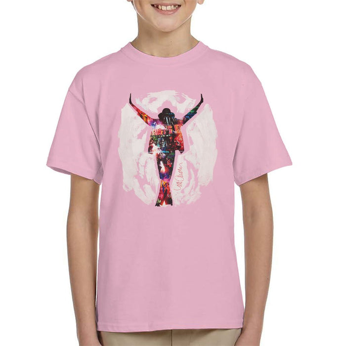 Sidney Maurer Original Portrait Of Michael Jackson This Is It Kids T-Shirt - X-Small (3-4 yrs) / Light Pink - Kids Boys T-Shirt