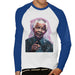 Sidney Maurer Original Portrait Of Nelson Mandela Mens Baseball Long Sleeved T-Shirt - Small / White/Royal - Mens Baseball Long Sleeved