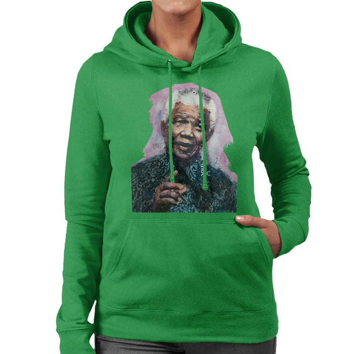 Sidney Maurer Original Portrait Of Nelson Mandela Womens Hooded Sweatshirt - Womens Hooded Sweatshirt