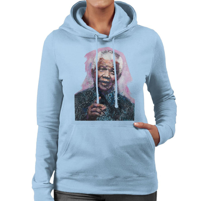 Sidney Maurer Original Portrait Of Nelson Mandela Womens Hooded Sweatshirt - Womens Hooded Sweatshirt