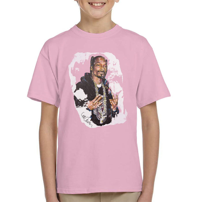 Sidney Maurer Original Portrait Of Snoop Dogg Kids T-Shirt - X-Small (3-4 yrs) / Light Pink - Kids Boys T-Shirt