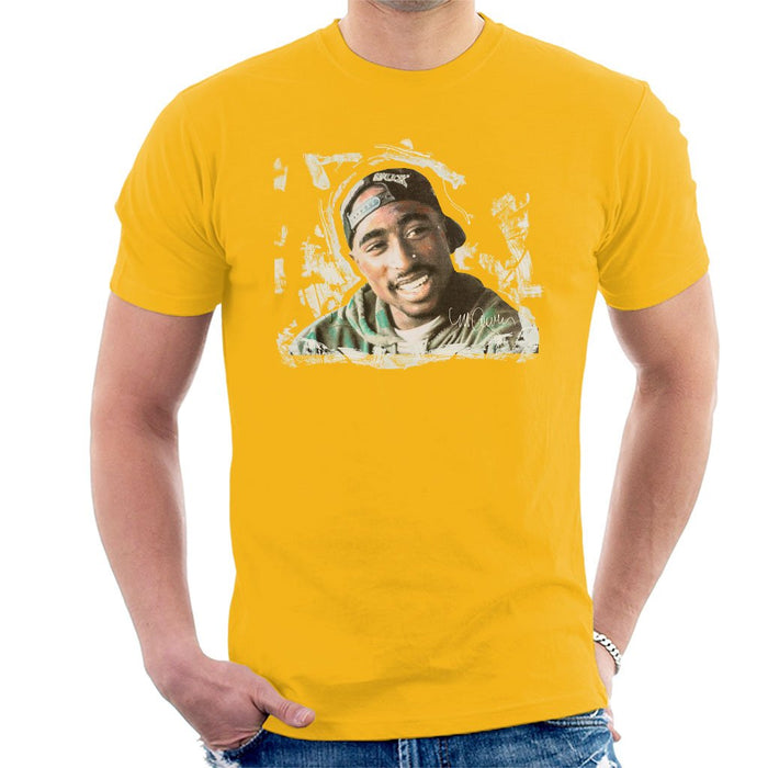 Sidney Maurer Original Portrait Of Tupac Shakur Mens T-Shirt - Small / Gold - Mens T-Shirt