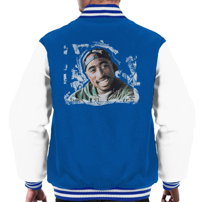 Sidney Maurer Original Portrait Of Tupac Shakur Mens Varsity Jacket - Small / Royal/White - Mens Varsity Jacket