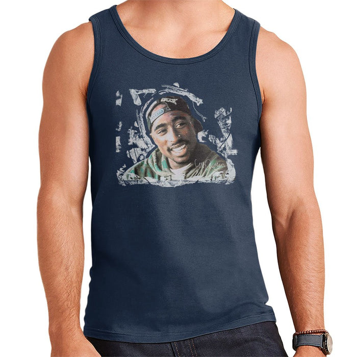 Sidney Maurer Original Portrait Of Tupac Shakur Mens Vest - Small / Navy Blue - Mens Vest