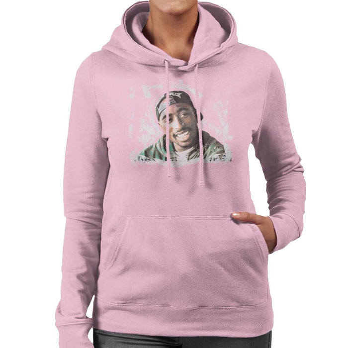 Sidney Maurer Original Portrait Of Tupac Shakur Womens Hooded Sweatshirt - Small / Light Pink - Womens Hooded Sweatshirt