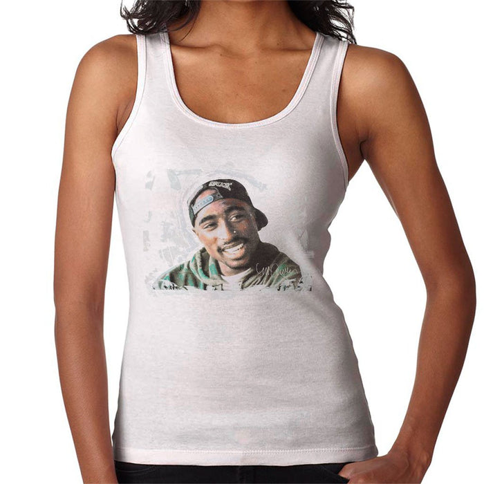 Sidney Maurer Original Portrait Of Tupac Shakur Womens Vest - Small / White - Womens Vest