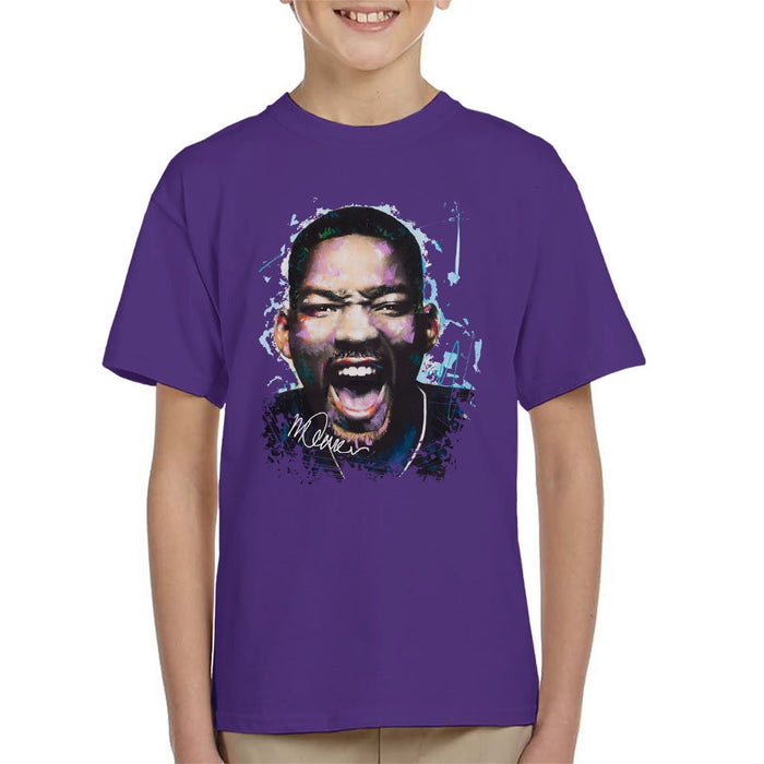 Sidney Maurer Original Portrait Of Will Smith Kids T-Shirt - Kids Boys T-Shirt