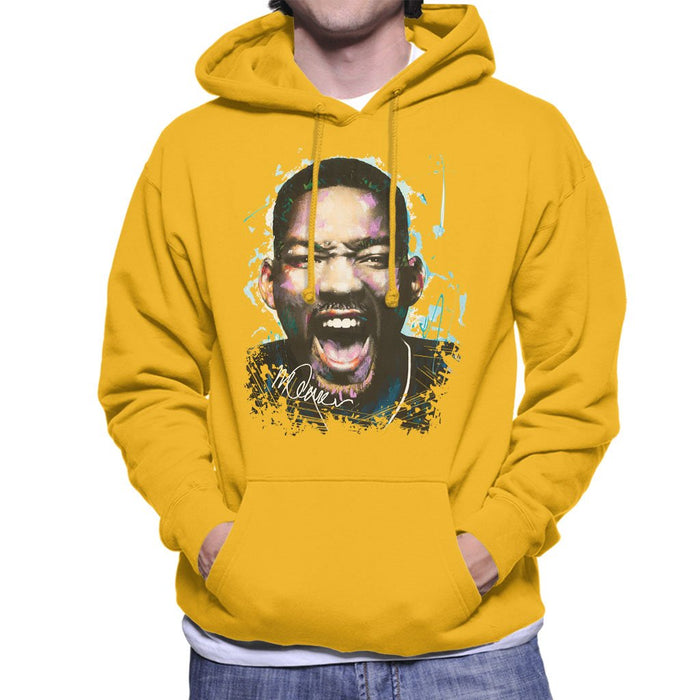 Sidney Maurer Original Portrait Of Will Smith Mens Hooded Sweatshirt - Small / Gold - Mens Hooded Sweatshirt