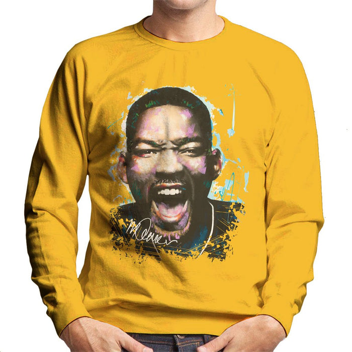 Sidney Maurer Original Portrait Of Will Smith Mens Sweatshirt - Small / Gold - Mens Sweatshirt