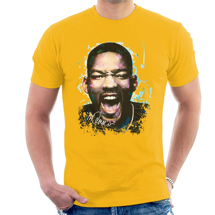 Sidney Maurer Original Portrait Of Will Smith Mens T-Shirt - Small / Gold - Mens T-Shirt