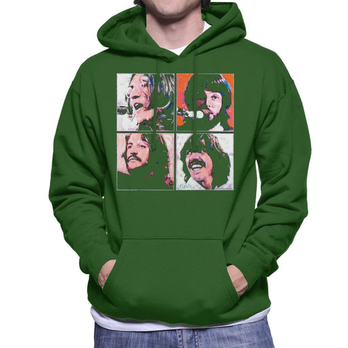 Sidney Maurer Original Portrait Of The Beatles Let It Be Mens Hooded Sweatshirt - Small / Bottle Green - Mens Hooded Sweatshirt