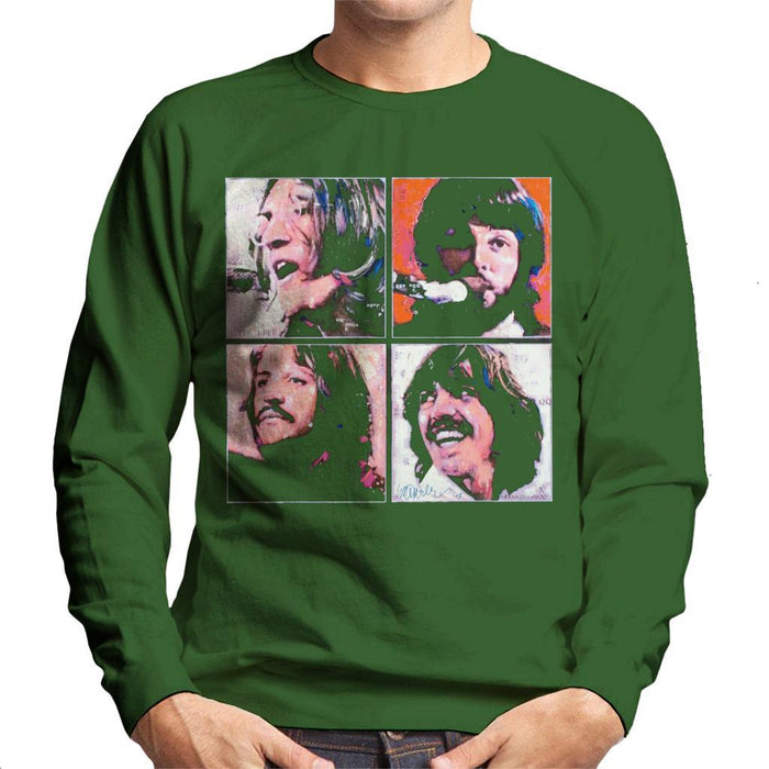 Sidney Maurer Original Portrait Of The Beatles Let It Be Mens Sweatshirt - Small / Bottle Green - Mens Sweatshirt