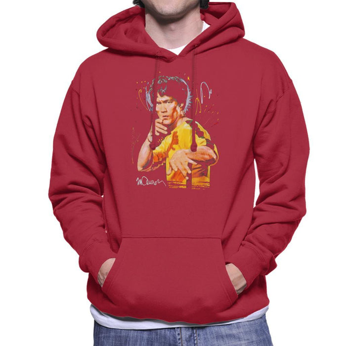 Sidney Maurer Original Portrait Of Bruce Lee Game Of Death Mens Hooded Sweatshirt - Small / Cherry Red - Mens Hooded Sweatshirt