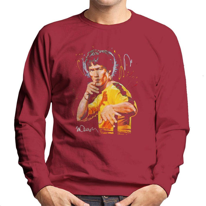 Sidney Maurer Original Portrait Of Bruce Lee Game Of Death Mens Sweatshirt - Small / Cherry Red - Mens Sweatshirt