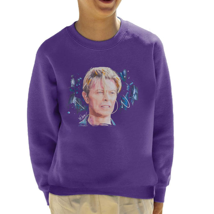 Sidney Maurer Original Portrait Of David Bowie Live Kids Sweatshirt - X-Small (3-4 yrs) / Purple - Kids Boys Sweatshirt
