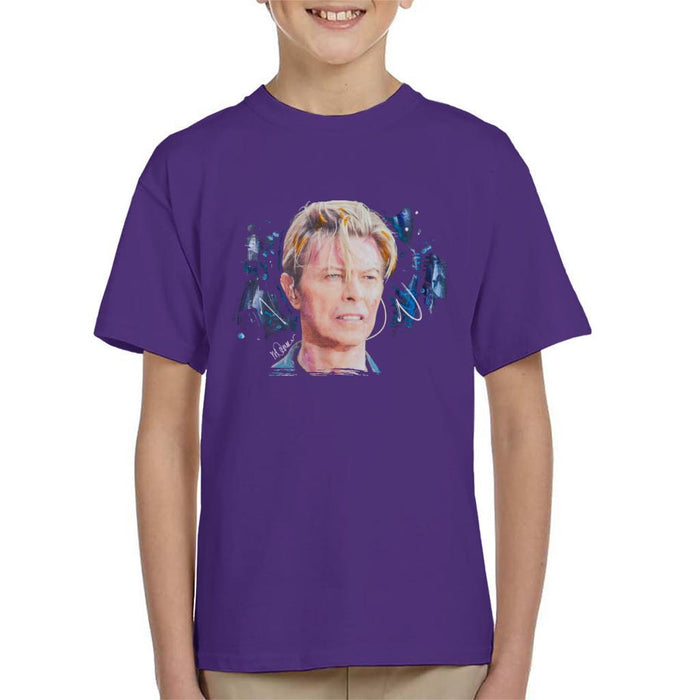 Sidney Maurer Original Portrait Of David Bowie Live Kids T-Shirt - X-Small (3-4 yrs) / Purple - Kids Boys T-Shirt