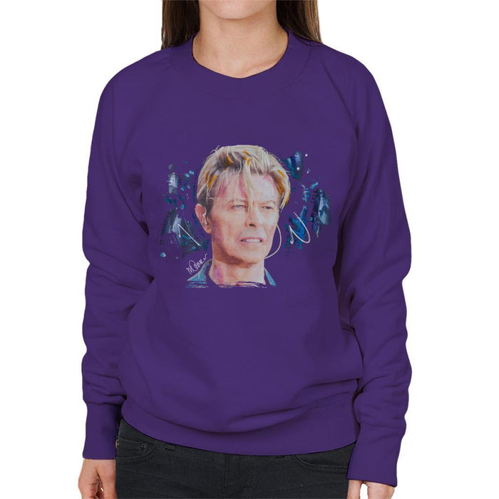 Sidney Maurer Original Portrait Of David Bowie Live Womens Sweatshirt - Small / Purple - Womens Sweatshirt